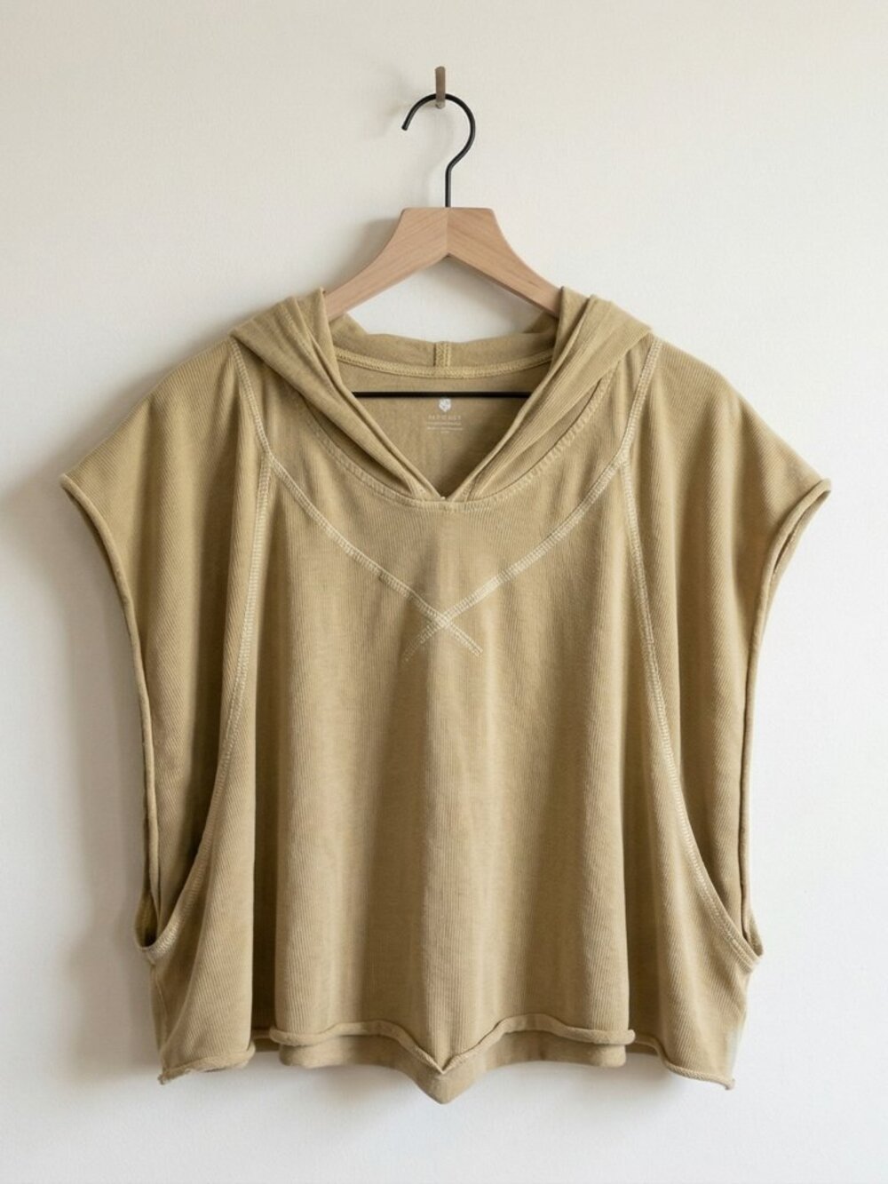 Free People Movement Sleeveless Hoodie Crop Top Size S Boho Exposed Seam